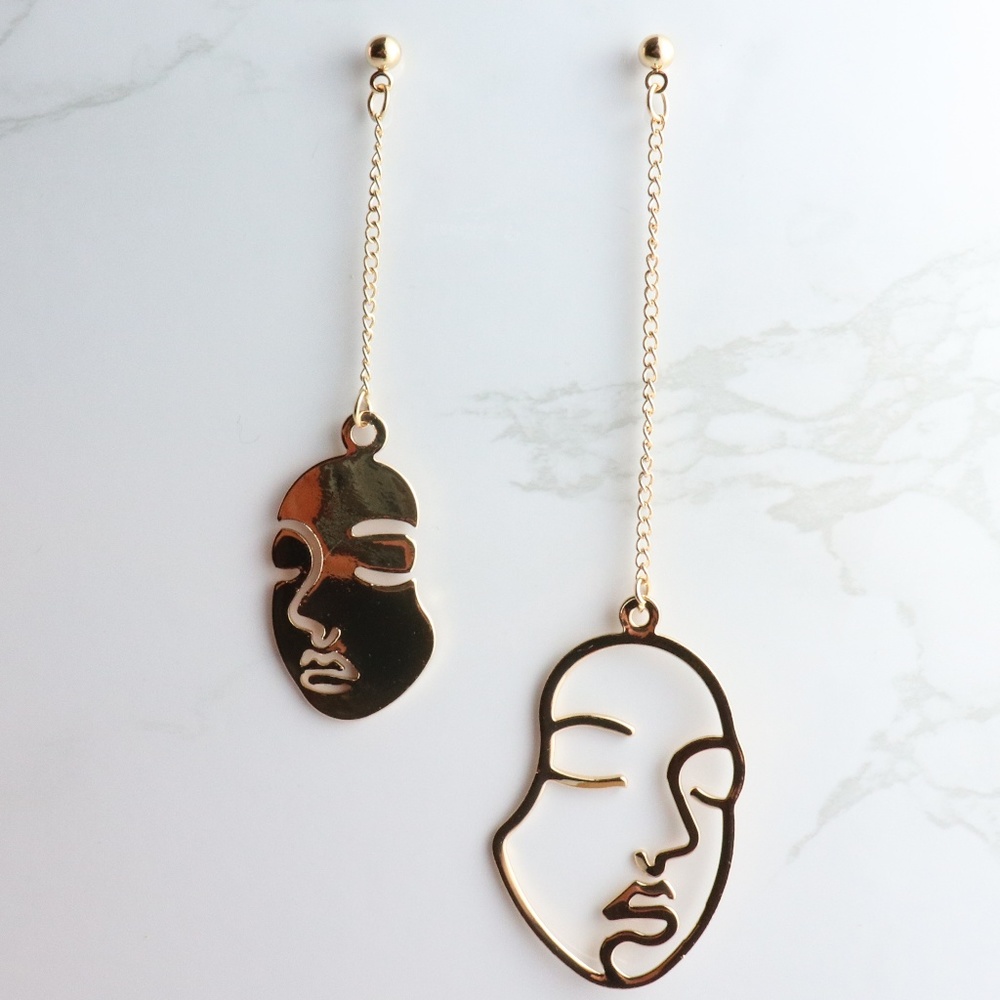 4 for $25 Asymmeterical Cut-out Face Earrings